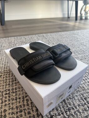 Dior Black Flat Sandals
